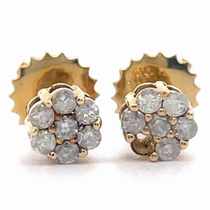 0.25 Carat Diamond Flower Cluster Stud Earrings in 14k Yellow Gold