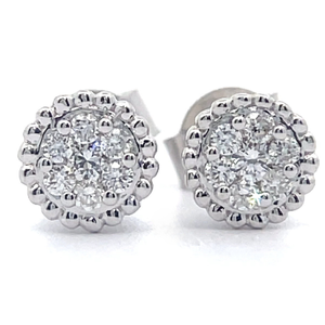 NEW 0.25 Carat Diamond Round Halo Milgrain Stud Earrings
