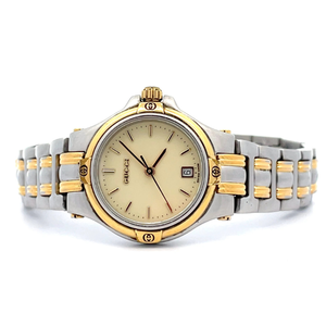 Vintage Pre-Loved Gucci Watch w Extra Links Two-Tone Stainless Steel