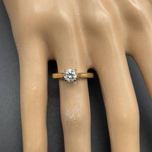 0.65 Carat Round Natural Diamond Solitaire Cathedral Engagement Ring in 14k Yellow Gold $2,699 Retail VIDEO