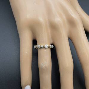 0.15 Carat Pave Natural Diamond Geometric Top Stack Ring in Yellow Gold $999 Retail