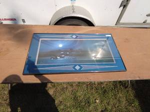 Framed Landscape Artwork with Blue Mat