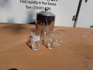 Vintage Glass Set with Ice Bucket