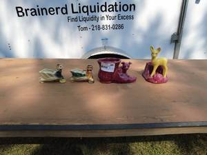 Lot of 4 Vintage Ceramic Figurines including Shawnee USA Deer Planter