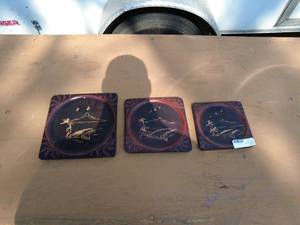 Set of 3 Vintage Japanese Decorative Plates with Landscape Art
