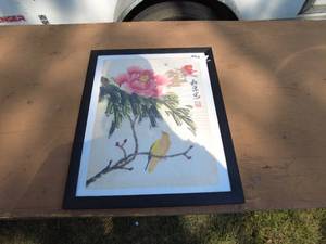 Framed Floral and Bird Artwork