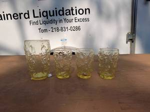 Set of 4 Vintage Amber Glass Tumblers