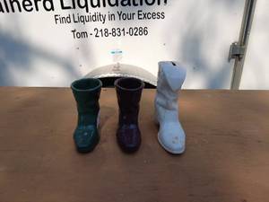 Collection of 3 Cowboy Boot Ceramic Mugs