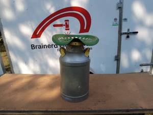 Vintage Milk Can with Green Tractor Seat