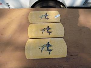 Set of Haskelite Decorative Wood Panels with Duck Illustrations