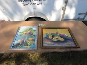 Lot of 3 Assorted Framed Fruit Artwork Pieces