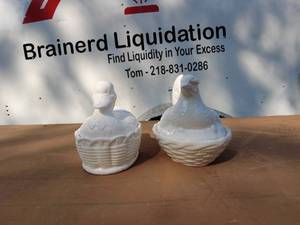 Vintage White Ceramic Duck and Hen Covered Dishes