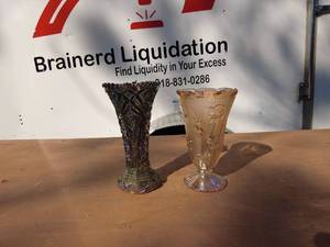 Set of Two Decorative Glass Vases