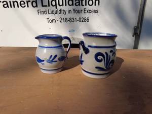 Set of 2 Vintage German Stoneware Pitchers