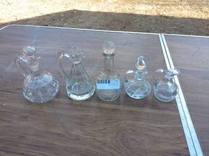 Group of 5 Vintage Glass Decanters and Bottles