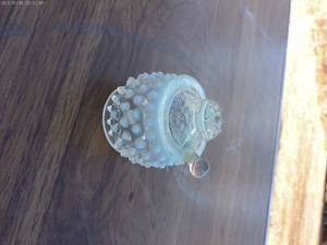 Vintage Glass Perfume Bottle with Stopper - Green and Clear Accents