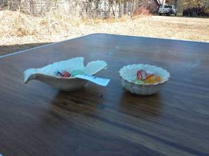 Group of 2 Elegant Vintage Ceramic Bowls with Colorful Candy Decor