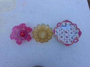 Set of 3 Vintage Decorative Bowls - Colorful Floral Design