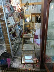 Vintage Glass and Brass Display Ladder - Elegant Home Decor