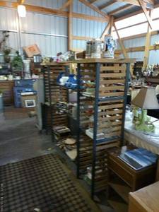 Green wooden shelf- contents not included