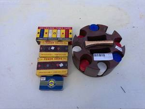 Group of 4 Vintage Poker Chip Sets with Holder