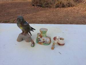 Collection of 6 Vintage Ceramic and Porcelain Figurines - Bird, Dog, and More