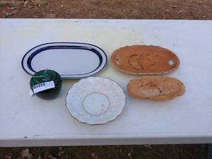 Lot of 4 Decorative Trays and Glass Apple - On Site Auction