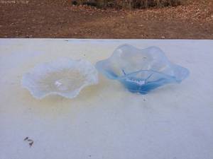 Collection of 2 Vintage Art Glass Bowls - One Blue, One Clear