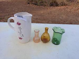 Collection of 4 Vintage Vases and Pitcher - Includes Franciscan Oven-Safe Pitcher