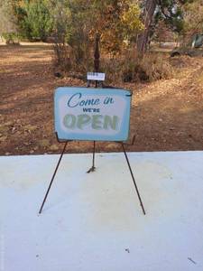 Vintage Open Sign with Metal Stand - On-Site Auction