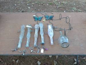 Assortment of Decorative Butterfly Hangers with Vintage Bottles - On-Site Auction
