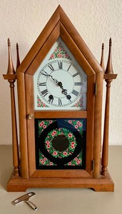 lot 100 image: Beautiful Vintage Jauch German Double-Steeple 8-Day Chime Mantle Clock