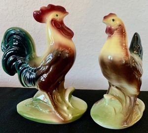 lot 105 image: Two Vintage Rooster Statues