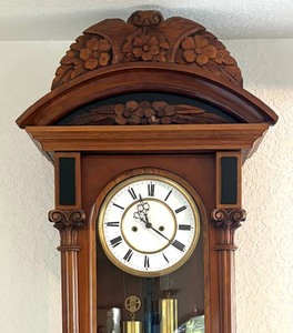 lot 13 image: Antique Carved Wall Clock