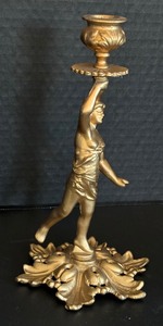 lot 66 image: Beautiful Vintage Figural Brass Candle Holder