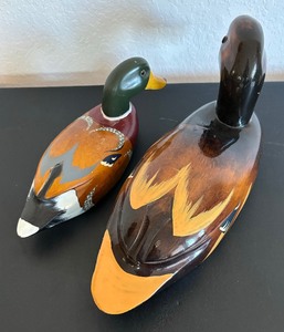 lot 68 image: Two Decorative Wooden Duck Decoys
