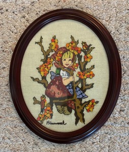 lot 69 image: Four Vintage Framed Hummel Design Needlepoints