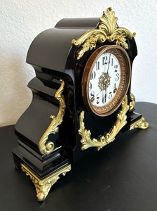 lot 70 image: Antique Ansonia Sevres Black Iron Mantle Clock