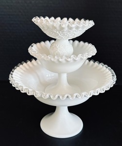 lot 78 image: Three Vintage Fenton Silver Crest Compote Dishes