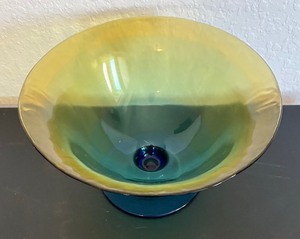 lot 83 image: Colorful Footed Centerpiece Glass Bowl