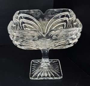 lot 91 image: Vintage LG. American Cut Glass Flower Compote Bowl, Stemmed Parfait Dishes and More