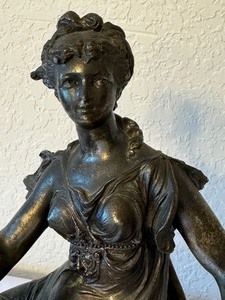 lot 16 image: Antique Spelter Figurine Clock Topper