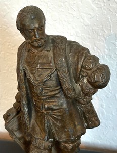 lot 146 image: Antique Metal Mark Anthony Figurine Clock Topper