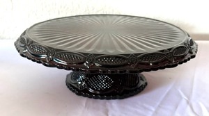 lot 161 image: Vintage Avon Cape Cod Ruby Red Pedestal Cake Platter and Desert Bowls