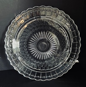 lot 167 image: Elegant Vintage Crystal and Clear Glass Grouping including a Fostoria American Battery Pedestal Cake Plate