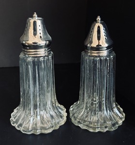 lot 177 image: Three Sets of Crystal and Clear Glass Salt  Pepper Shakers