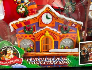 lot 182 image: New Mickeys Clock Shop Holiday Innovation by Mr. Christmas Mechanical Collectables