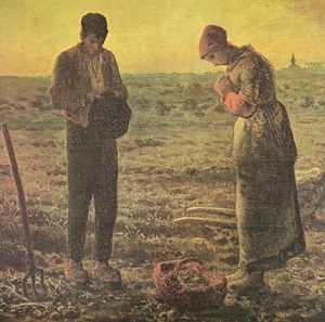 lot 187 image: Angelus Prayer Vintage Framed Print by Jean-Francois Millet
