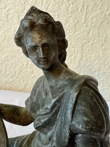 lot 18 image: Antique Figurine Cast Metal Clock Topper