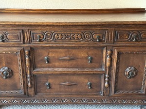 lot 40B image: Vintage Ornate Carved  Server  Vintage Ornate Carved Buffet Cabinet